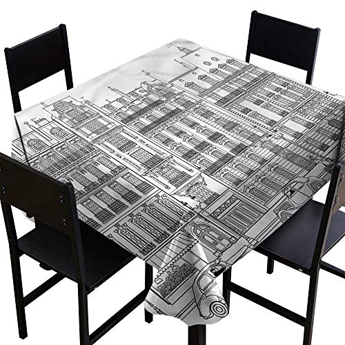 home1love Paris Stain Resistant Square Tablecloth Building Facades in France ResistantSpill-ProofWaterproof Table Cover 36 x 36 Inch
