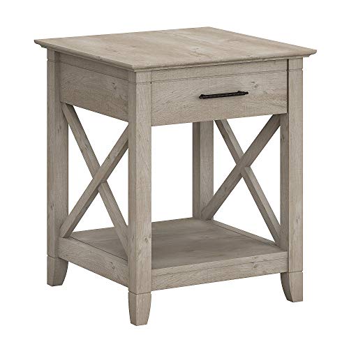 Bush Furniture Key West End Table with Storage Washed Gray