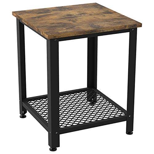 IRONCK End Tables Living Room Side Table with Storage Shelf Wood Look Accent Furniture with Metal Frame Rustic Home Decor Vintage Brown