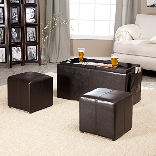 Coffee Tables Bistro Brown Ottoman Storage Cocktail Living Room End Table Small Side Pocket Modern Furniture