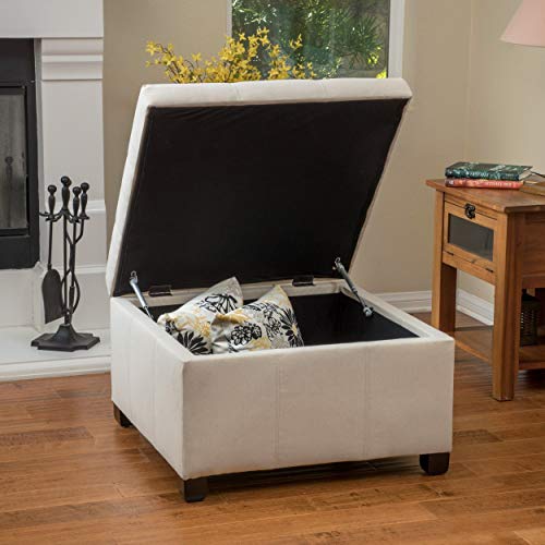 Illunar Home Modern Durable Beige Square Storage Ottoman Coffee Table for Living Room