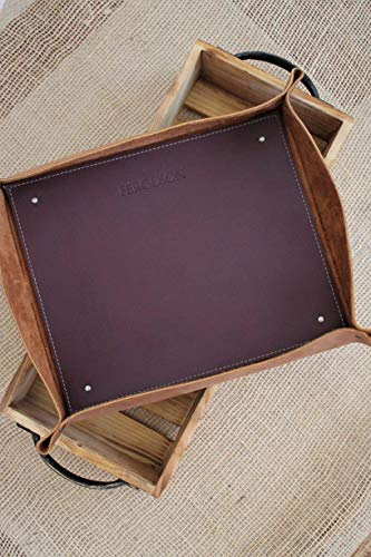 Monogram Personalized Leather Storage Tray for Ottoman or Coffee Table 7 colors