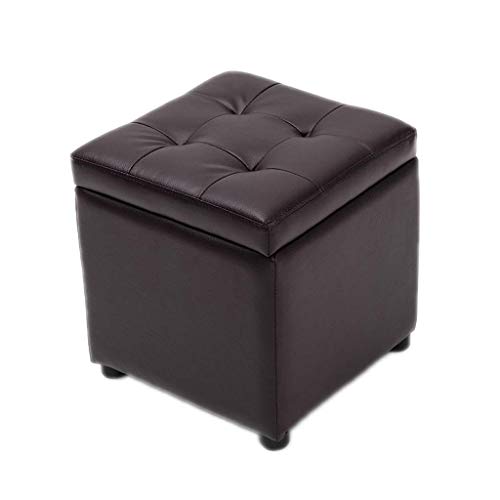 OLT Folding Storage Ottoman Coffee Table Foot Rest StoolBench Seat Faux Leather Black 15 x 15 x 15 Color  Brown
