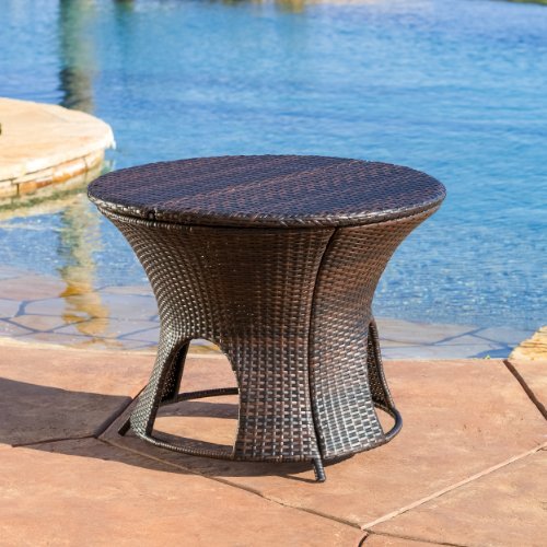 Alexandria Wicker Outdoor Storage Ottoman Table