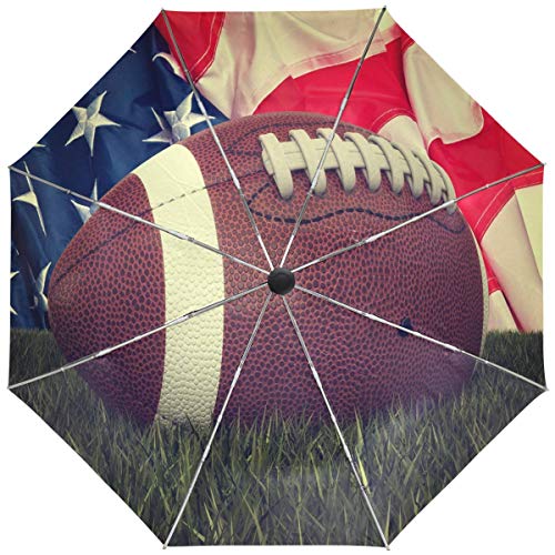 Daisy18 USA Flag Football Umbrella Automatic Open Close American Soccer Sports Umbrella Anti-UV Travel Windproof Umbrellas Compact Lightweight Parasol Umbrellas Sun Rain