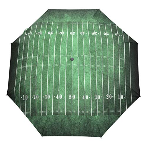 Wamika Grunge American Football Field Auto Umbrella Open Close Retro Sport Umbrellas Windproof Travel Umbrella Lightweight Compact Parasol Umbrellas Sun Rain