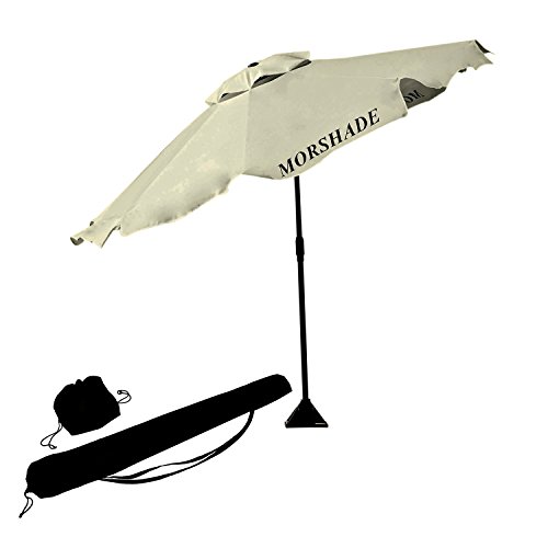 Morshade 180 Portable Shade Canopy Sun And Beach Umbrella 9-foot With Base Attachments White
