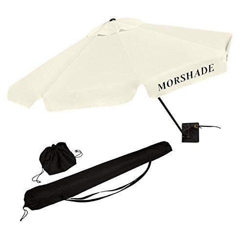 Morshade 360 Portable Shade Canopy Sun And Beach Umbrella 9-foot With Multiple Base Attachments White