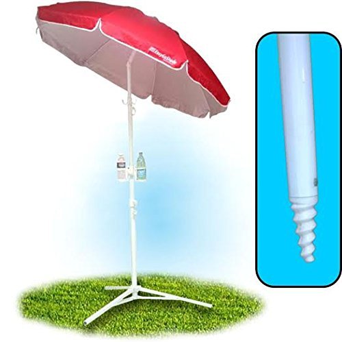 55 EasyGoShadeâ„¢ Red Portable Sun Shade Umbrella with Tripod Base Beach Stake and Tilt Feature Great for Soccer Baseball Football Fishing and the Beach - Red Color