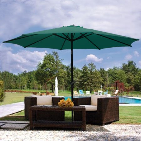 9ft Green Sunshade Umbrella Metal Pole Outdoor Garden Yard Patio Beach Market Cafe 9