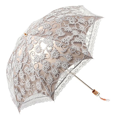 Feeten Lace Anti UV Sun Rain Wind Protection Sunshade Umbrella Grey