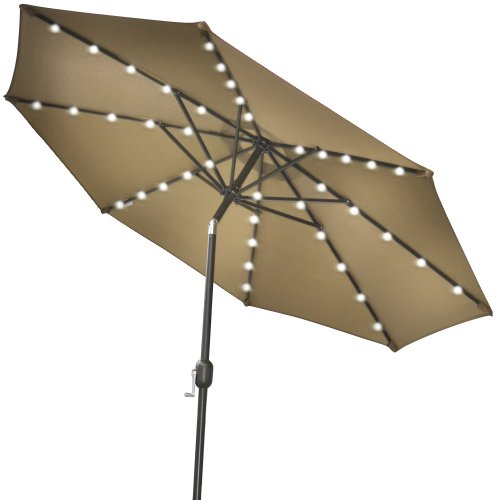 Strong Camel 9new Solar 40 Led Lights Patio Umbrella Garden Outdoor Sunshade Market-taupe