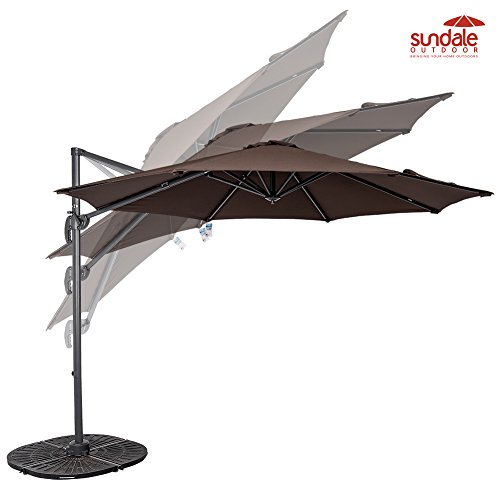 Sundale Outdoor 10ft Hanging Roma Offset Umbrella Outdoor Patio Sun Shade Cantilever Crank Canopy coffee