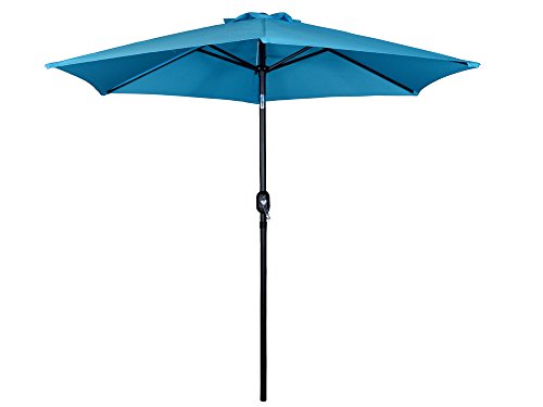 Tms Beach Umbrella Aluminum Outdoor 8ft Crank Tilt Sunshade Cover Patio Market Umbrella Blue