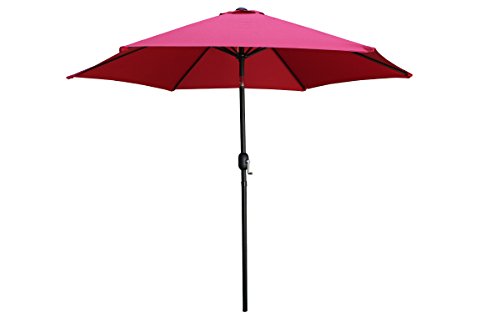 Tms Beach Umbrella Aluminum Outdoor Beach Patio 9ft Crank Tilt Sunshade Cover Yard Hexagon Shaped Umbrellaburgundy