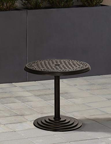 Hanover 25 in Round Umbrella Side Table with Cast Tabletop HANUMBTBL-RC Outdoor Furniture Black