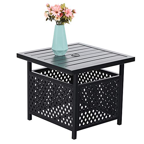 PHI VILLA 22 x 22  Outdoor Umbrella Side Table Stand Patio Bistro Table with Umbrella Hole