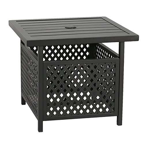 Patio Tree Outdoor Umbrella Side Table Stand Patio Bistro Table with Umbrella Hole