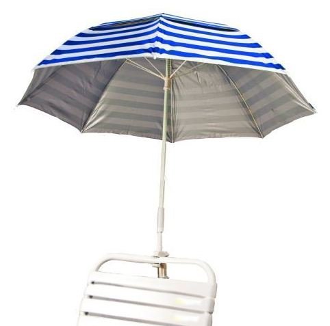 Pacific Blueamp White Stripe Clamp On Solar Beach Umbrella