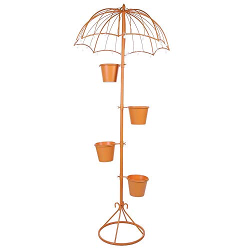 4-Tiers Plant Flower Pot Modern Umbrella Shape Floor-Standing Hanging Plant Stand Solid Flowers Plant Display Shelves for Home Garden and Patio Decor