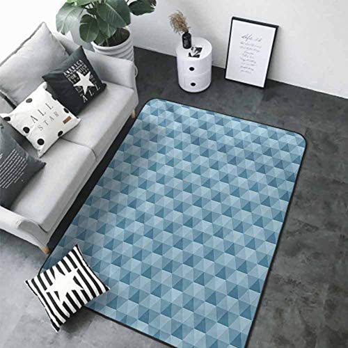 Large Floor Mats for Living Room Colorful GeometricHexagonal Pattern with Triangles Blue Colored Composition Umbrella ShapesBlue Pale Blue 72 x 48 in Custom fit Floor mats