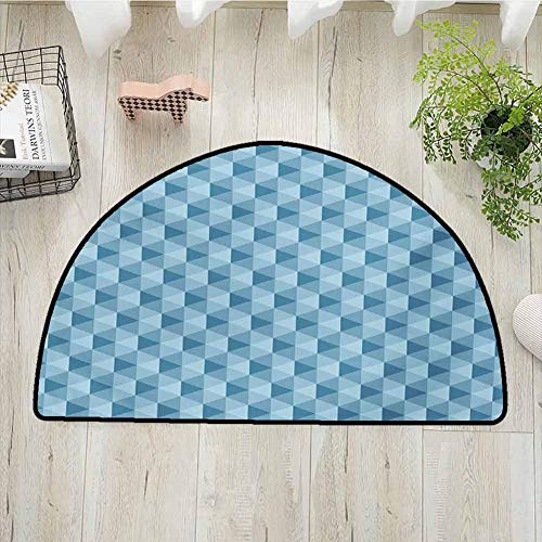 Lcxzjgk Home Half Round Door mat Geometric Easy to Clean Hexagonal Pattern with Triangles Blue Colored Composition Umbrella ShapesW30 x L18 Blue Pale Blue