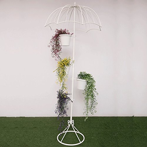 Umbrella Shape Retro Wrought Iron Flower Shelf Multi-Layer Floor Shelf Garden Balcony Living Room Floor Flower Shelf Color  White