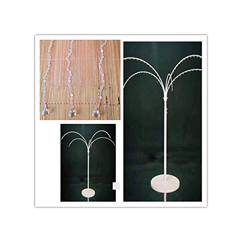 Wedding Arch Iron Crystal Tree Fake Flower Hanging Umbrella Shape Iron Frame Decoration Background Decoration Wishing TreeWhite with Beads