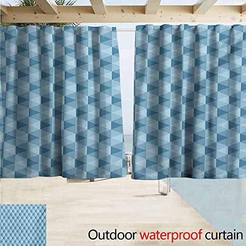XXANS Wide Blackout Curtains Geometric Hexagonal Pattern with Triangles Blue Colored Composition Umbrella ShapesW84x72L InchesNoise Isolation Darkening Curtains Blue Pale Blue