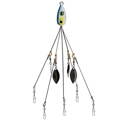 YWILLINK Fishing Lure 5 Arms 8 Bladed Bass Fishing Umbrella Shape Rig Bass Bait Lure