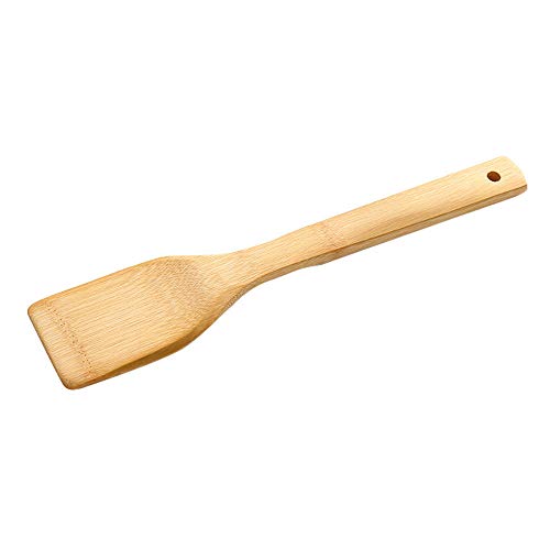 Barcley 9-Inch Natural Wood Turners Bamboo Utensil Kitchen Wooden Cooking Tools Spoon Spatula Cooking Stir Fry and Mixing Essential Tools - Beige Beige