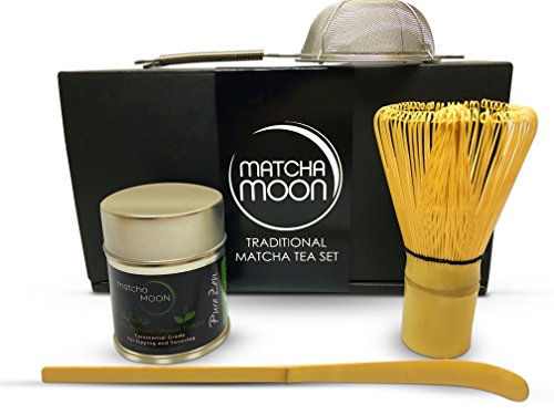 Matcha Moon Complete Starter Set - Includes Our Finest 30g Tin Pure Zen USDA Organic Premium Ceremonial Grade Matcha Green Tea Powder Plus All Essential Tools Bamboo Chashaku Scoop Chasen Whisk M