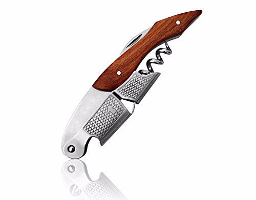 Multi-functional Wine Opener - Wooden Handle Three-in-one Waiters Corkscrew Foil Cutter Bottle Opener Essential Tool for Sommeliers Waiters and Bartenders around the World - CEBP0037