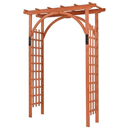 Giantex Premium Outdoor Wooden Cedar Arbor Arch Pergola Trellis Wood Garden Yard Lattice