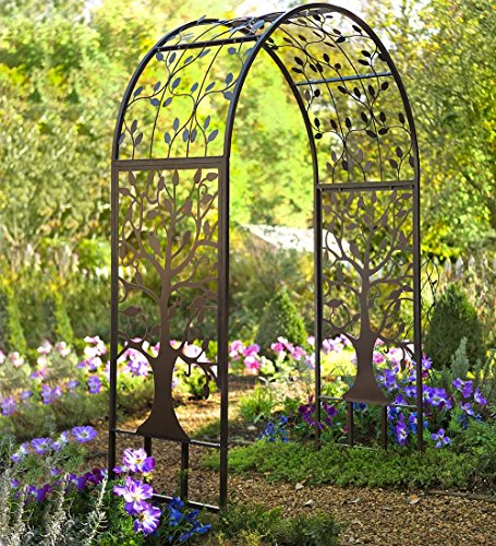 Metal Garden Arbor with Tree of Life Design