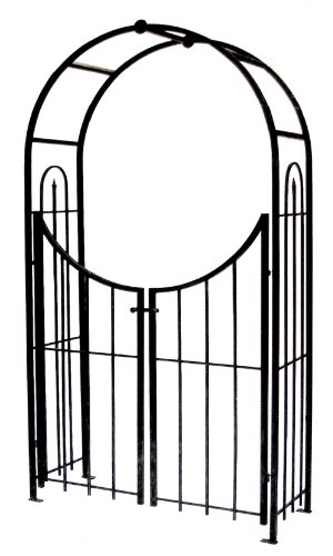 Panacea Products Arched Top Garden Arbor with Gate Brushed Bronze