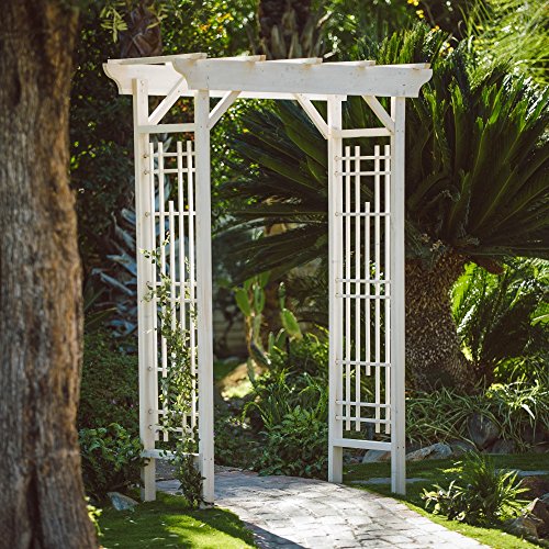 Beaumont 7-Ft Patio Arbor Made w China Fir Wood in White Wash 60W x 29D x 84H in