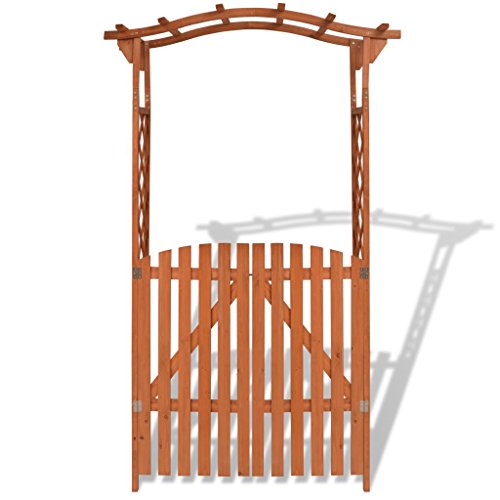 GOTOTOP Wood Garden Arbor Arch 2-in-1 Trellis Rose Arch with Gate Pergola Arbors Patio Wedding Climbing Planting Garden Patio Greenhouse Bridal Party Decoration 472 x 236 x 807 inches