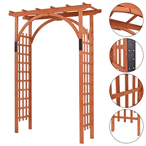 Nightcore Wooden Garden Trellis Pergola 85 inch Arbor Wedding Arches for Ceremony Wood Color