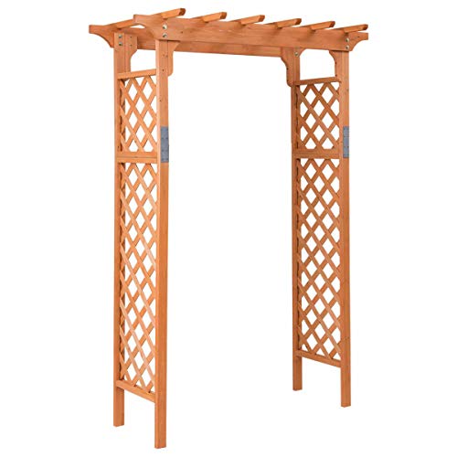 Stark Item Wooden Garden Arch Trellis Pergola Arbor Over7FT High Patio Plant Outdoor