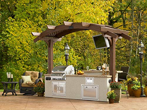 The Outdoor GreatRoom Company Mocha Wood Arbor 12 x 6 Pergola Kit with Lattice Roof