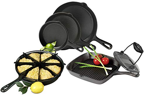 Tabletops Basic Essentials Pre Seasoned Cast Iron Cookware 7pc Cast Iron Complete Chef Set