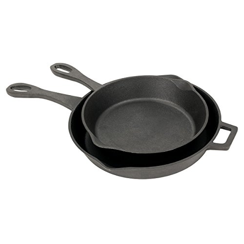 Bayou Classic 7451 Cast Iron Skillet Set 10-inch And 12-inch Black Cast Iron