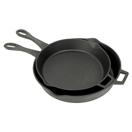 Bayou Classic 7453 Cast Iron Skillet Set 12-inch And 14-inch Black Cast Iron