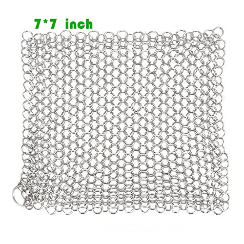 Z-color Stainless Steel Cast Iron Cleaner Chainmail Scrubber With Skillet Handle Holder Pan Scraper Grill Scraper