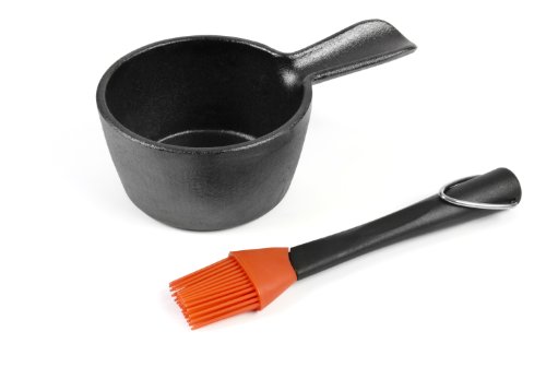 Charcoal Companion Cc5099 Cast Iron Sauce Pan With Silicone Head Basting Brush