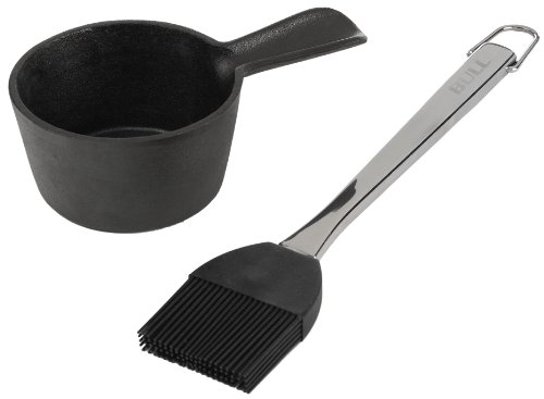 Bull 24129 Cast Iron Sauce Pot With Stainless Handle Silicone Head Basting Brush