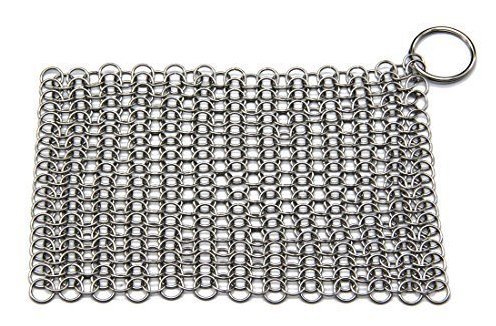 FilterJungle Home Iron Cast Cleaner Chainmail Scrubber Made of Stainless Steel - Large 8 X 6 - Fits to Tortilla Press Cast Iron Pot Stainless Steel Cleaner