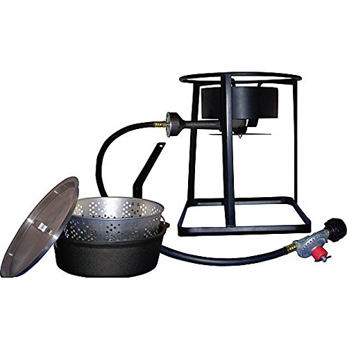 King Kooker 15 Portable Propane Outdoor Cooker Package with 6 Qt Cast Iron Pot and Aluminum Basket