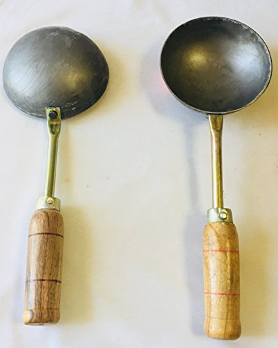 Cast Iron Tadka Pan FRY PAN Original Loha Iron Lokhand with Wooden Handle